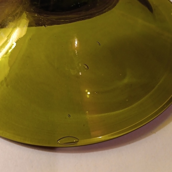 Vintage mcm olive green footed hand blown brandy sniffer 🫧 bubbles barware - Picture 4 of 5